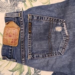 Lucky Brand Dungarees Cuffed Dream Crop Blue Jean